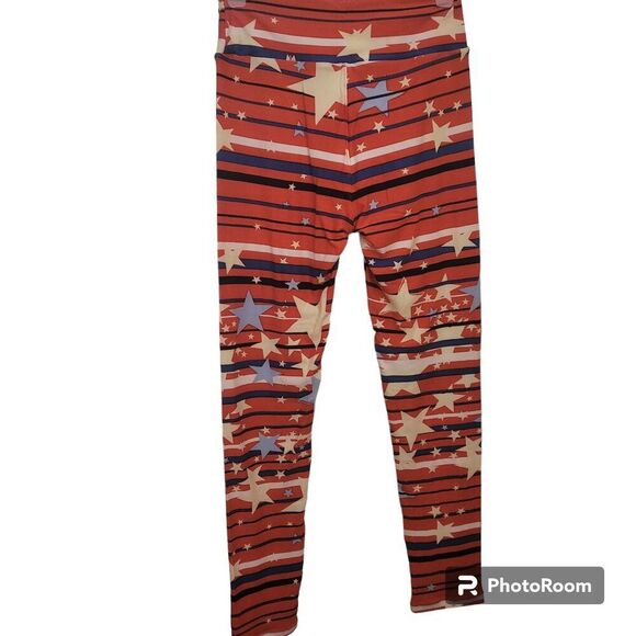 LuLaRoe Red, White & Blue Stars Leggings - Picture 2 of 4